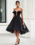 Tulle A Line Ruffled Little Black Dress