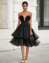 Tulle A Line Tiered Little Black Dress with Appliques