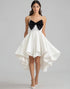 A Line High-Low Little White Dress with Bow