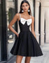 Elegant A Line Spaghetti Straps Little Black Dress with Bow