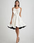 A Line Ruffled Spaghetti Straps Little White Dress with Bow