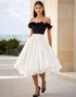 Off the Shoulder Ruffled A Line Midi White Dress