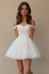 Off The Shoulder White Organza Graduation Dress