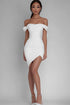 Off The Shoulder White Bodycon Graduation Dress