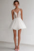 Ivory A Line Graduation Dress with Sequins