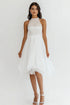 A Line High Neck White Graduation Dress