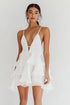 Ruffled Tiered White A Line Graduation Dress