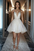 Sparkly A Line Ivory Graduation Dress