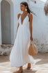 White A Line Chiffon Boho Party Dress