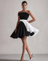 One Shoulder Ruffed A Line Satin Little Black Dress