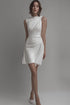 White Sheath Satin Short Graduation Dress