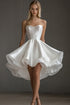 Strapless White A Line Satin Graduation Dress