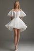 Organza Off The Shoulder White Graduation Dress