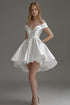 Off The Shoulder White Satin Graduation Dress