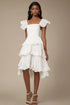 Tiered A Line Ivory Graduation Dress