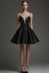 Black Satin Graduation Dress with Sequins