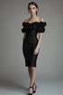 Off The Shoulder Black Ruffled Graduation Dress