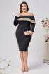 Black Off The Shoulder Mother Of The Bride Dress with Long Sleeves