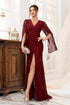 Burgundy Sheath Formal Dress with Appliques