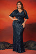 Sparkly Plus Size Navy Mother Of The Bride Dress
