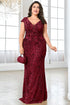 Burgundy Plus Size Mother Of The Bride Dress with Sequins
