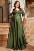 Satin Green Mother Of The Bride Dress with Appliques