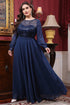 Navy Plus Size Mother Of The Bride Dress with Long Sleeves