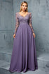 Purple A Line Formal Dress with Appliques