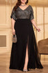 Plus Size Black A Line Mother Of The Bride Dress with Sequins