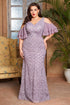 Purple Plus Size Cold Shoulder Formal Dress