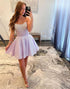 Lilac Sequins Corset Strapless A Line Mini Homecoming Dress