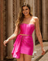 Fuchsia Bodycon Cut-Out Strapless Homecoming Dress With Appliques