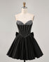 Black A-Line Sweetheart Beaded Homecoming Dress With Bow