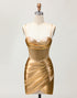 Bodycon Corset Beaded Golden Homecoming Dress with Lace-up Back