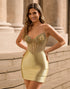 Corset Satin Bodycon Golden Homecoming Dress With Appliques