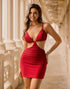 Stylish Red Beaded Cut-Out Bodycon Homecoming Dress