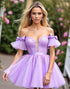 Off The Shoulder Lavender Beaded Homecoming Dress