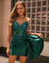 Strapless Bodycon Corset Appliqued Dark Green Homecoming Dress With Sash