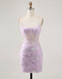Lilac Sequin Bodycon Corset Homecoming Dress