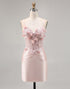Corset Tight Pink Homecoming Dress with 3D Flowers