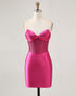 Strapless Fuchsia Corset Homecoming Dress with Beading