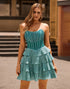 Peacock Green A-Line Corset Tiered Strapless Homecoming Dress