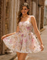 Sparkly A-line Square Neck Sequins Floral Short Homecoming Dress