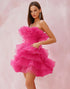 Tiered Strapless Fuchsia Homecoming Dress with Ruffles