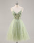 Green Corset A Line Homecoming Dress with Appliques