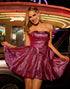 Glitter Dark Purple A-Line Strapless Homecoming Dress