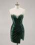 Strapless Beaded Corset Dark Green Homecoming Dress