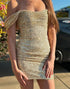 Off The Shoulder Gold Sequins Tight Homecoming Dress