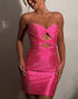 Glitter Strapless Fuchsia Cut Out Homecoming Dress