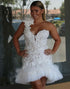 One Shoulder White Tight Ruffled Short Homecoming Dress
